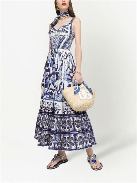 dolce gabbana print dress blue|Dolce & Gabbana long evening dresses.